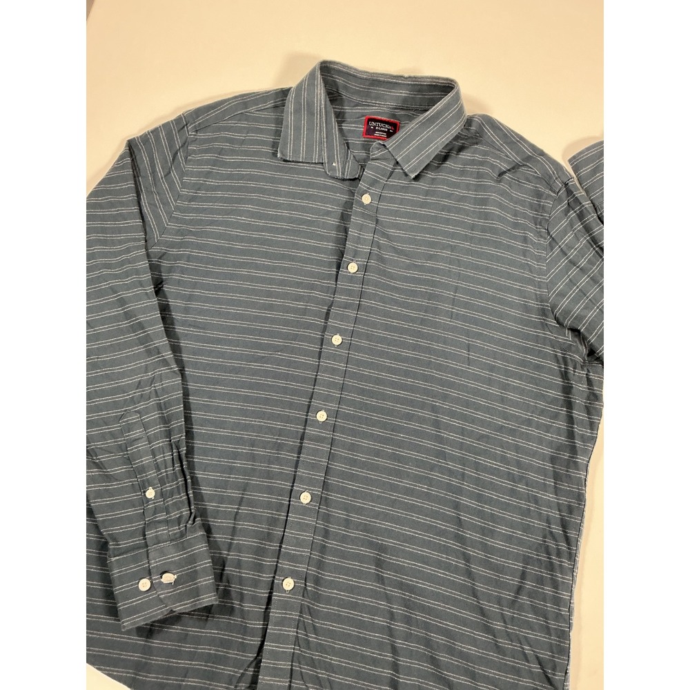 UNTUCKit Palmer Flannel Men's Shirt Blue Gray Striped Long Sleeve Size XL